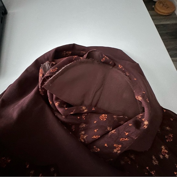 Vintage Women's Brown Floral Blouse 3/4 Sleeve Peter Pan Collar - Picture 7 of 12